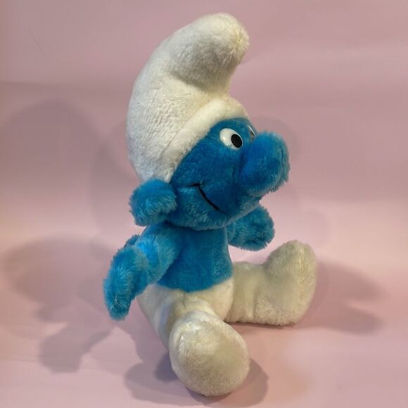 Vintage 1979 Smurf Plush Blue Stuffed Animal Wallace Berrie ganzbros 11” EUD - Picture 6 of 12